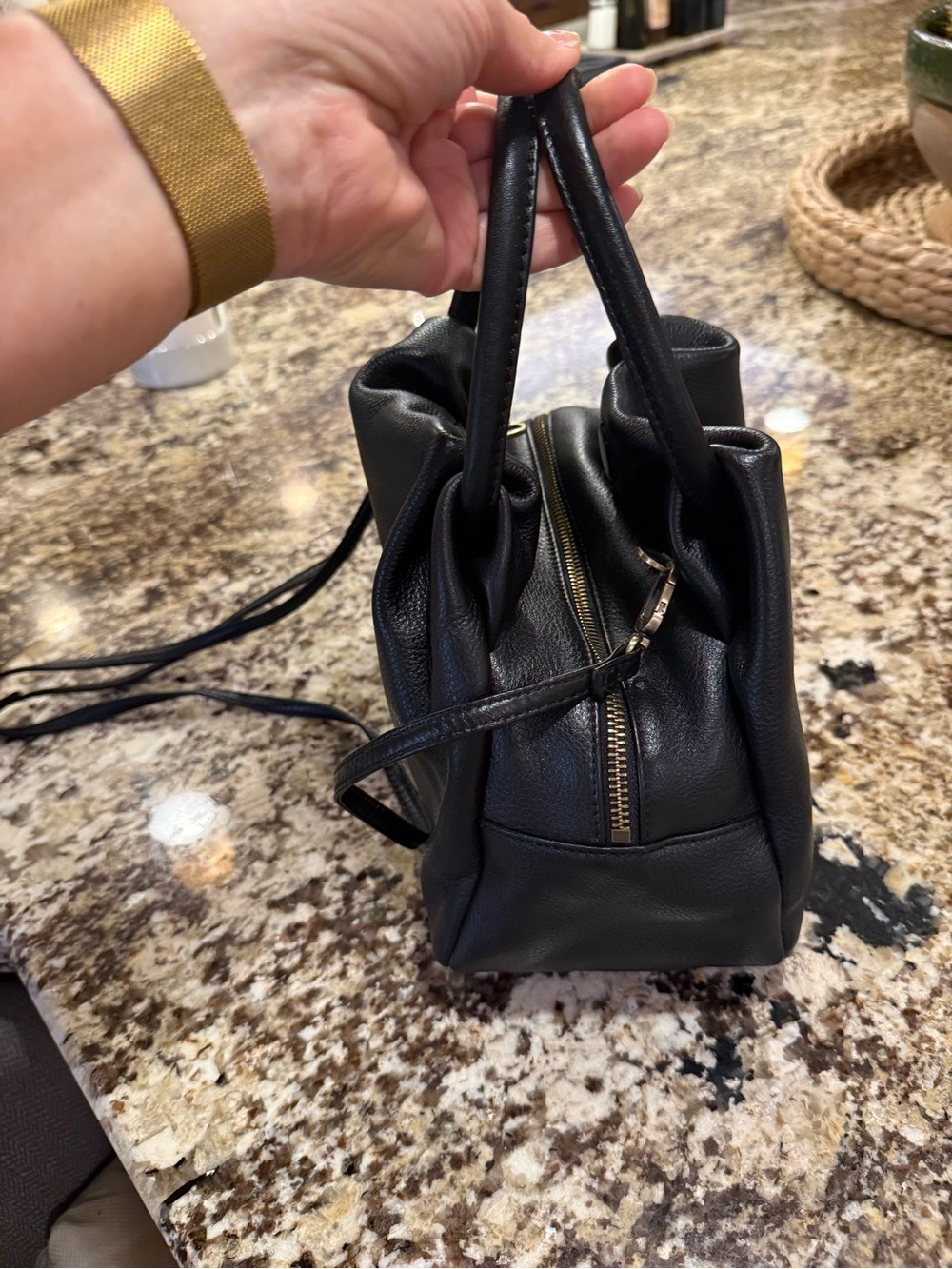HOBO Black Pebbled Leather Shoulder Bag with Top Handles - Picture 3 of 14
